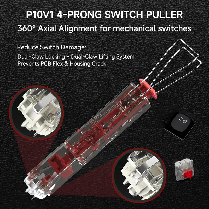 KEMOVE P10-V1 4-Claw Switch & Keycap Puller for Mechanical Keyboards - Ergonomic Pain-Free Design, 304 Stainless Steel Omni-Directional Tool for Effortless Switch/Keycap Removal - Image 2